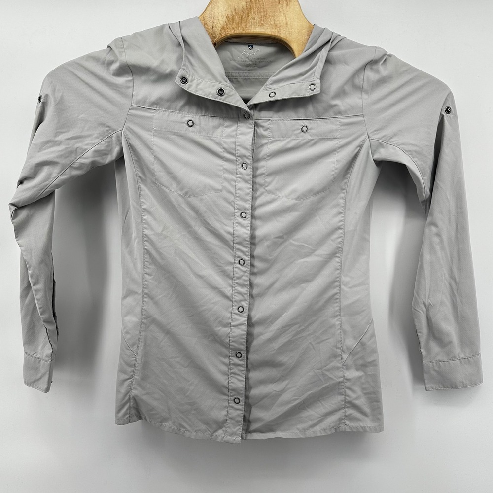 Kuhl Lightweight Hooded Shirt Jacket Snap Button Travel Hiking Womens‎ XS - Picture 2 of 7